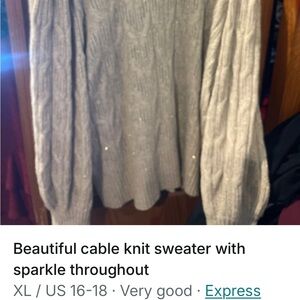 Express Silver Cable Knit Turtleneck Sweater